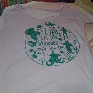 Disney the little mermaid printed lavender shirt.